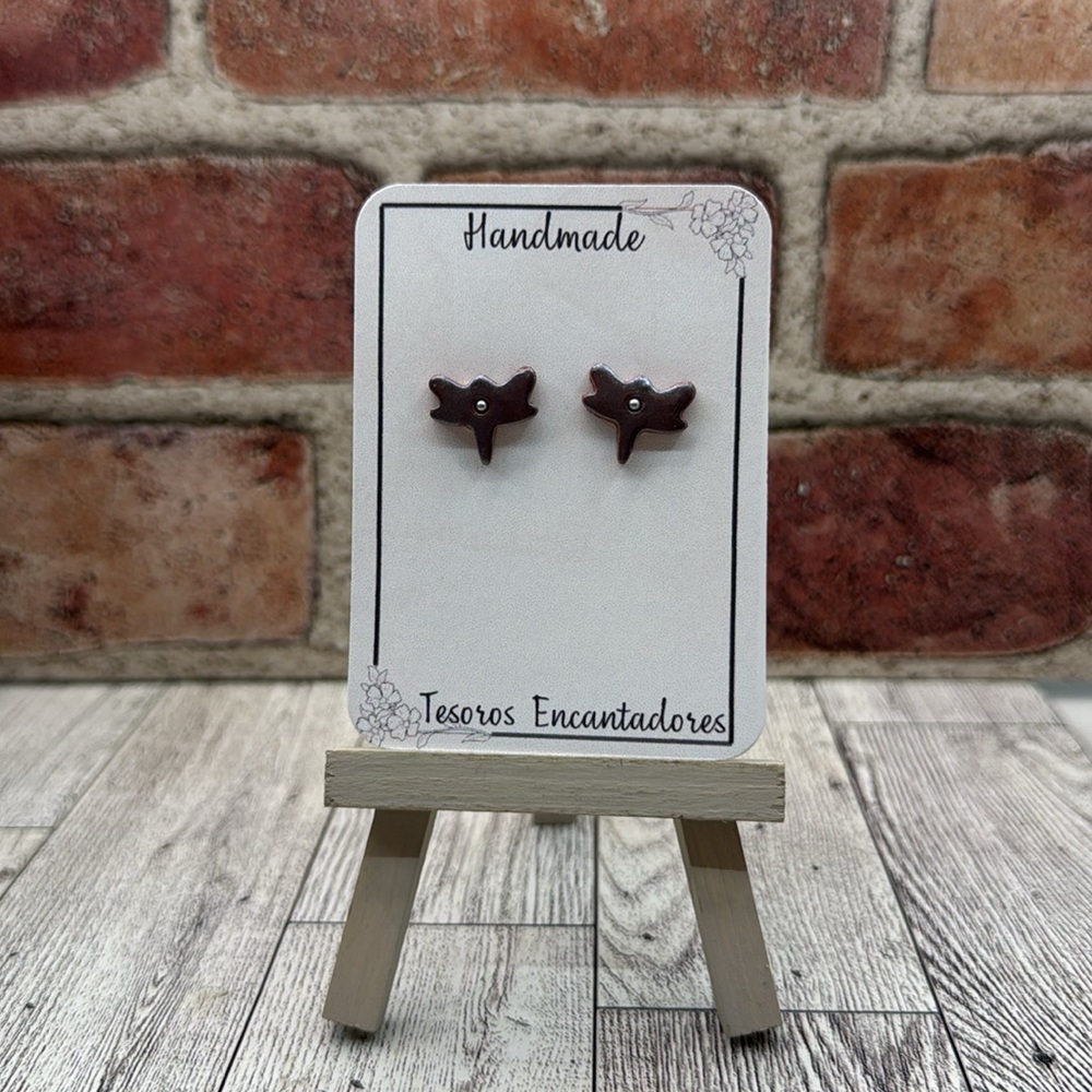 Handmade Dragonfly Earrings- brown and silver